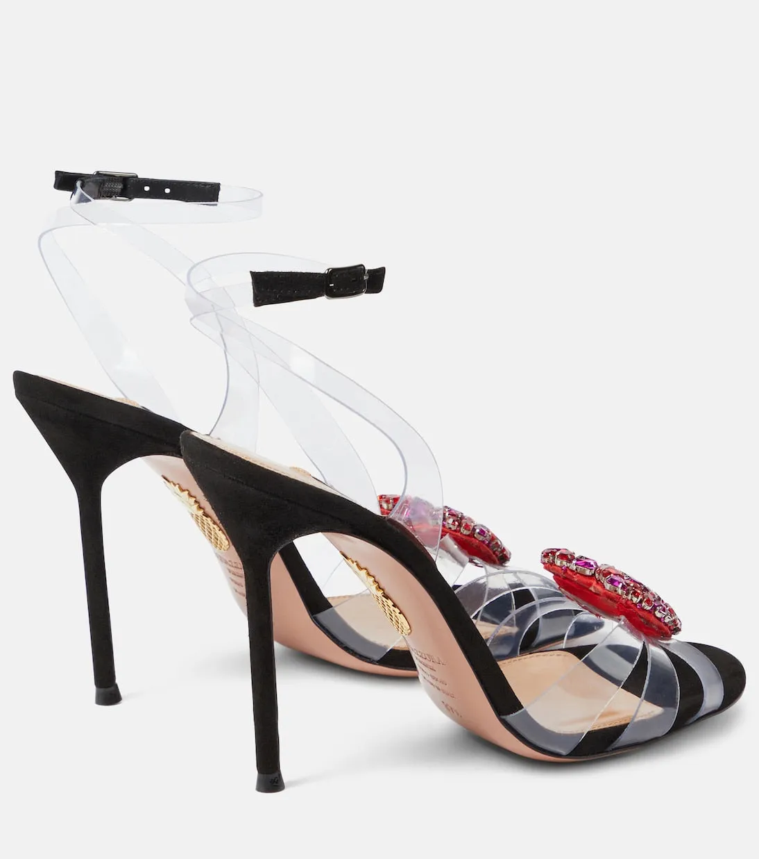 Love me PVC sandals with Aquazzura crystals, black