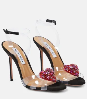 Love me PVC sandals with Aquazzura crystals, black