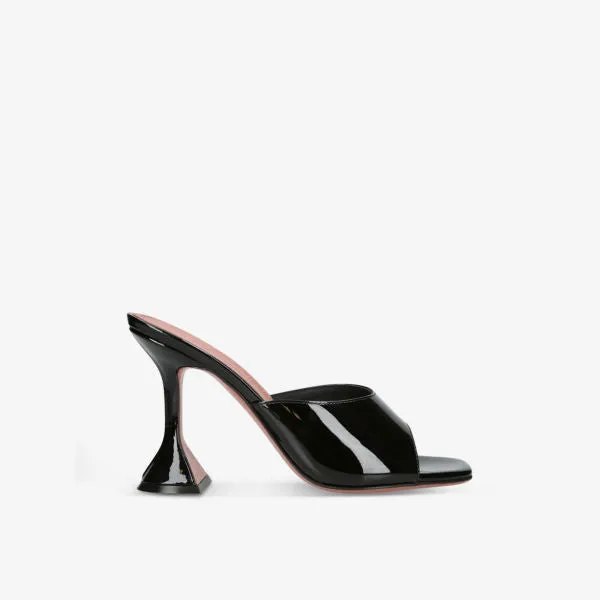 Lupita Glass PVC Heel Amina Muaddi Square Toe Mules, Black