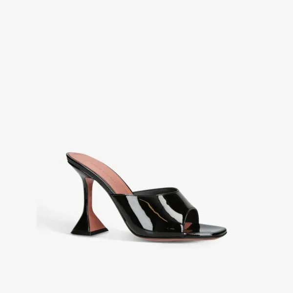 Lupita Glass PVC Heel Amina Muaddi Square Toe Mules, Black