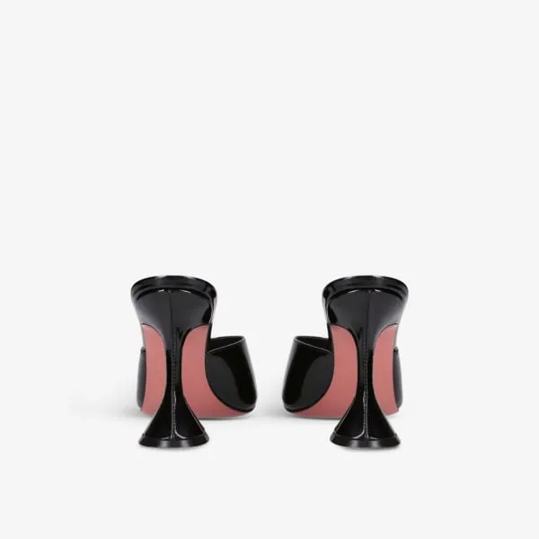 Lupita Glass PVC Heel Amina Muaddi Square Toe Mules, Black