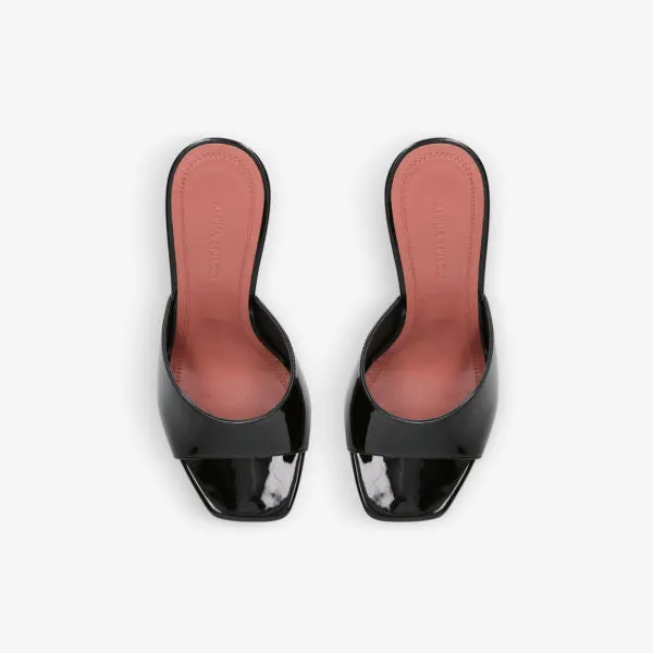 Lupita Glass PVC Heel Amina Muaddi Square Toe Mules, Black