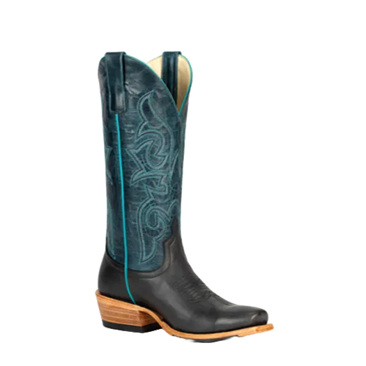 Macie Bean Ladies Top Hand Navy Explosion Square Toe Boots M9507
