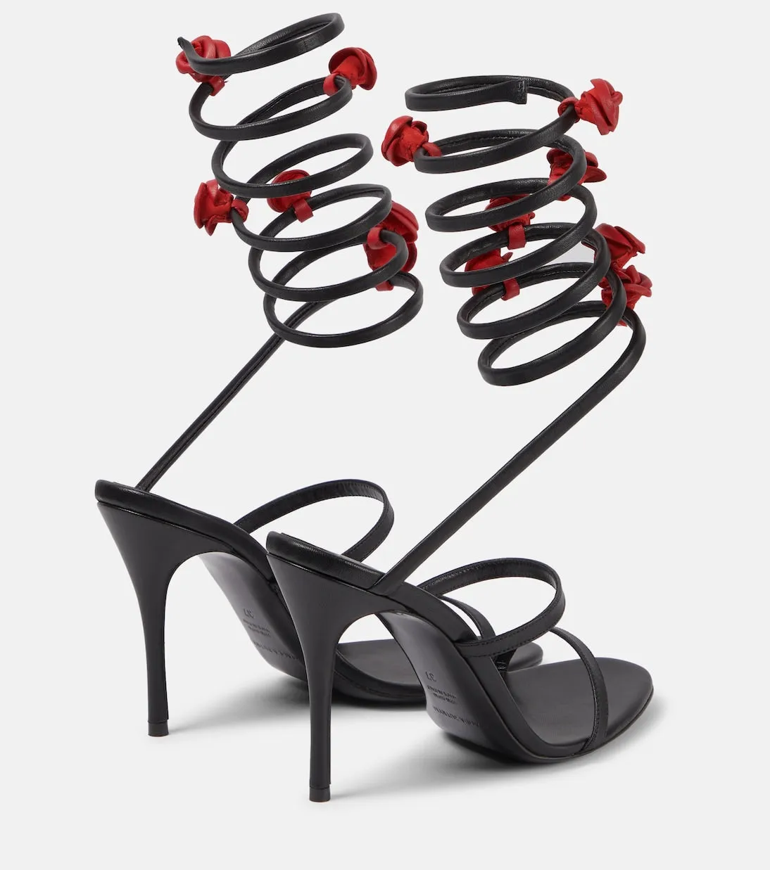Magda Butrym satin sandals with floral appliqué, black