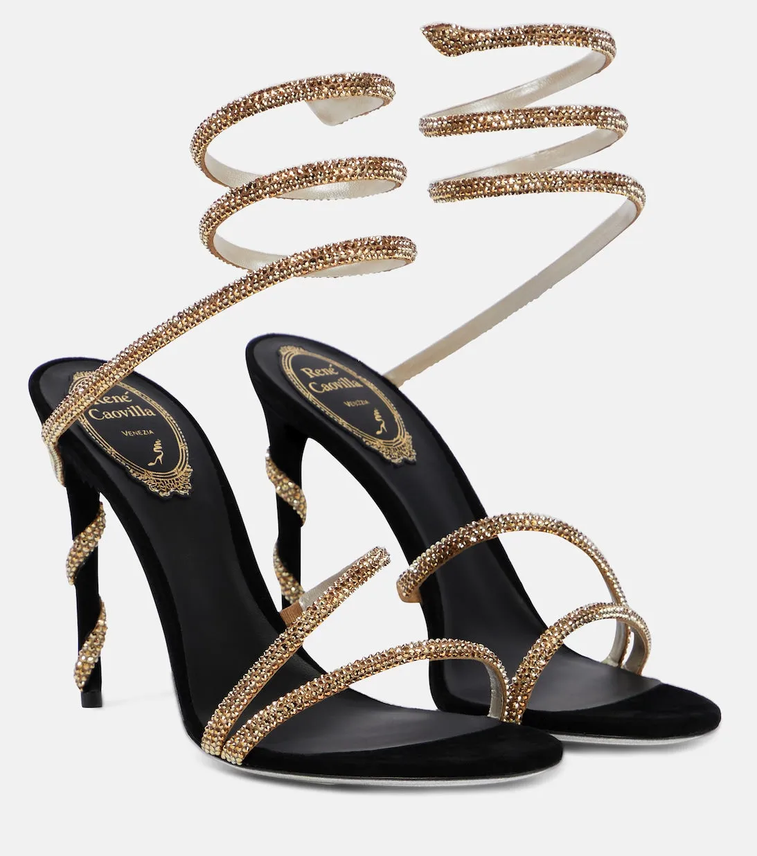 Margot Rene Caovilla embellished suede sandals, black