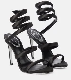Margot satin sandals with Rene Caovilla decoration, black