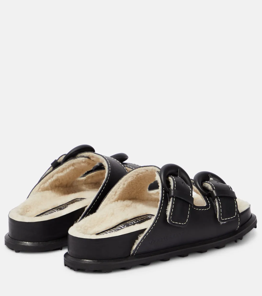 Marine Serre leather slides, black