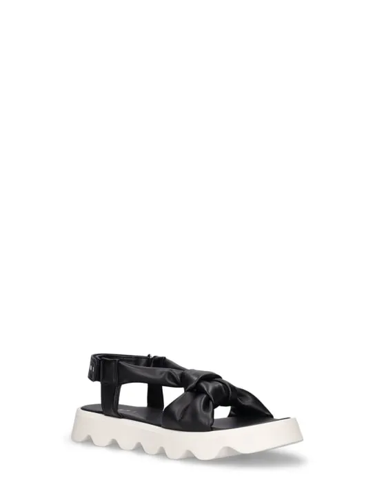 Marni Junior   Logo printed faux leather sandals 