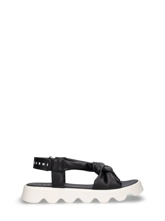 Marni Junior   Logo printed faux leather sandals 