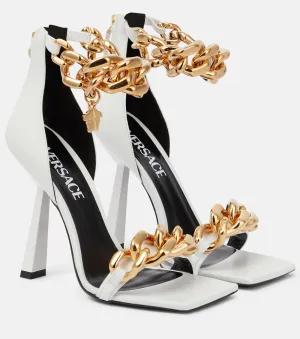 Medusa Versace chain sandals, white