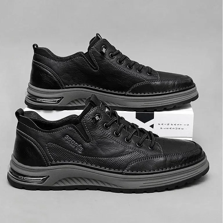 Men's Casual Shoes: Leather Business Antiskid Sneakers - TSS186