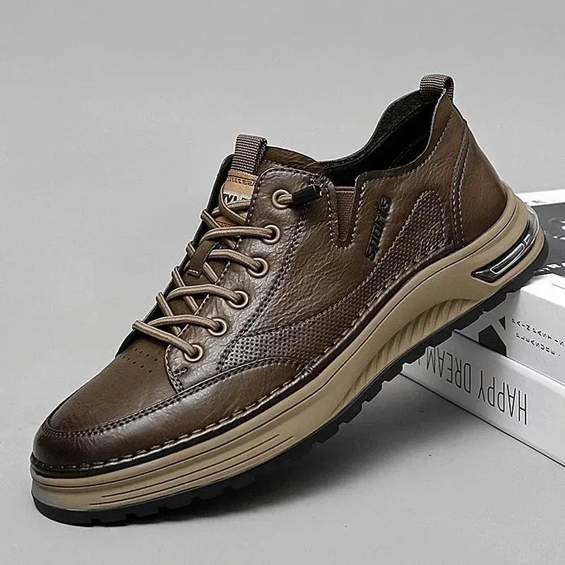 Men's Casual Shoes: Leather Business Antiskid Sneakers - TSS186