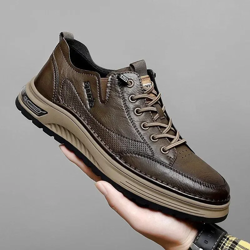 Men's Casual Shoes: Leather Business Antiskid Sneakers - TSS186