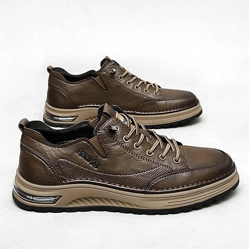 Men's Casual Shoes: Leather Business Antiskid Sneakers - TSS186