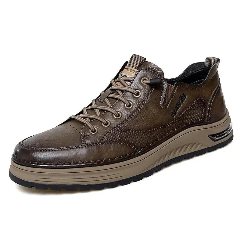 Men's Casual Shoes: Leather Business Antiskid Sneakers - TSS186