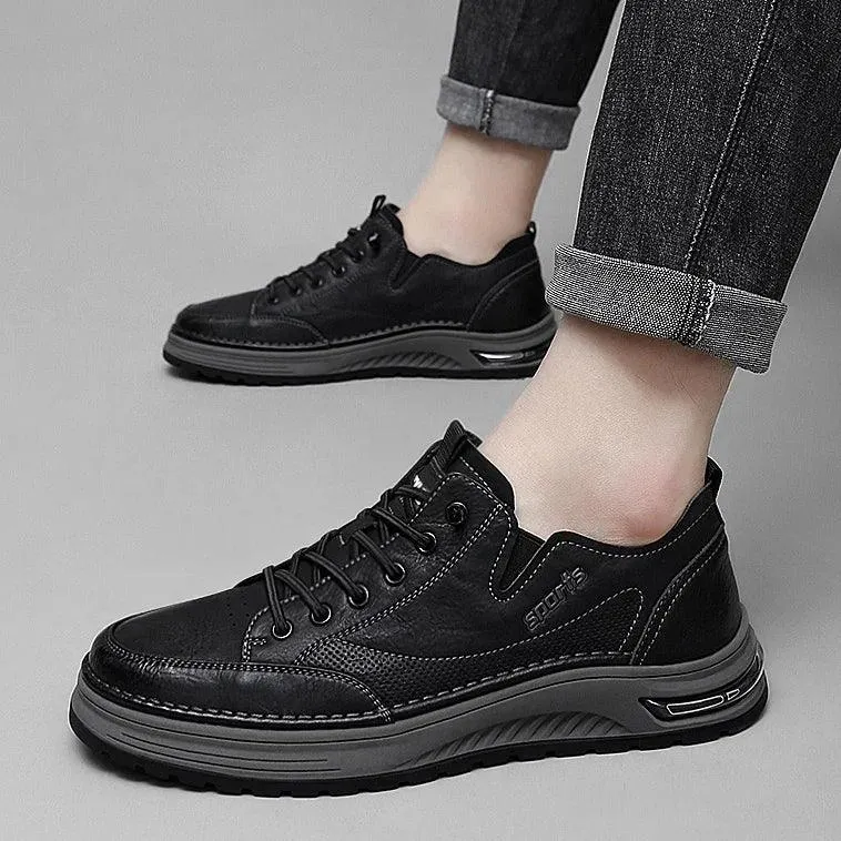 Men's Casual Shoes: Leather Business Antiskid Sneakers - TSS186