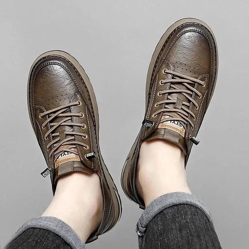 Men's Casual Shoes: Leather Business Antiskid Sneakers - TSS186