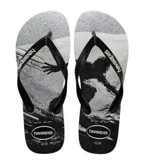 Men's Top Photoprint Flip Flops - Black and White