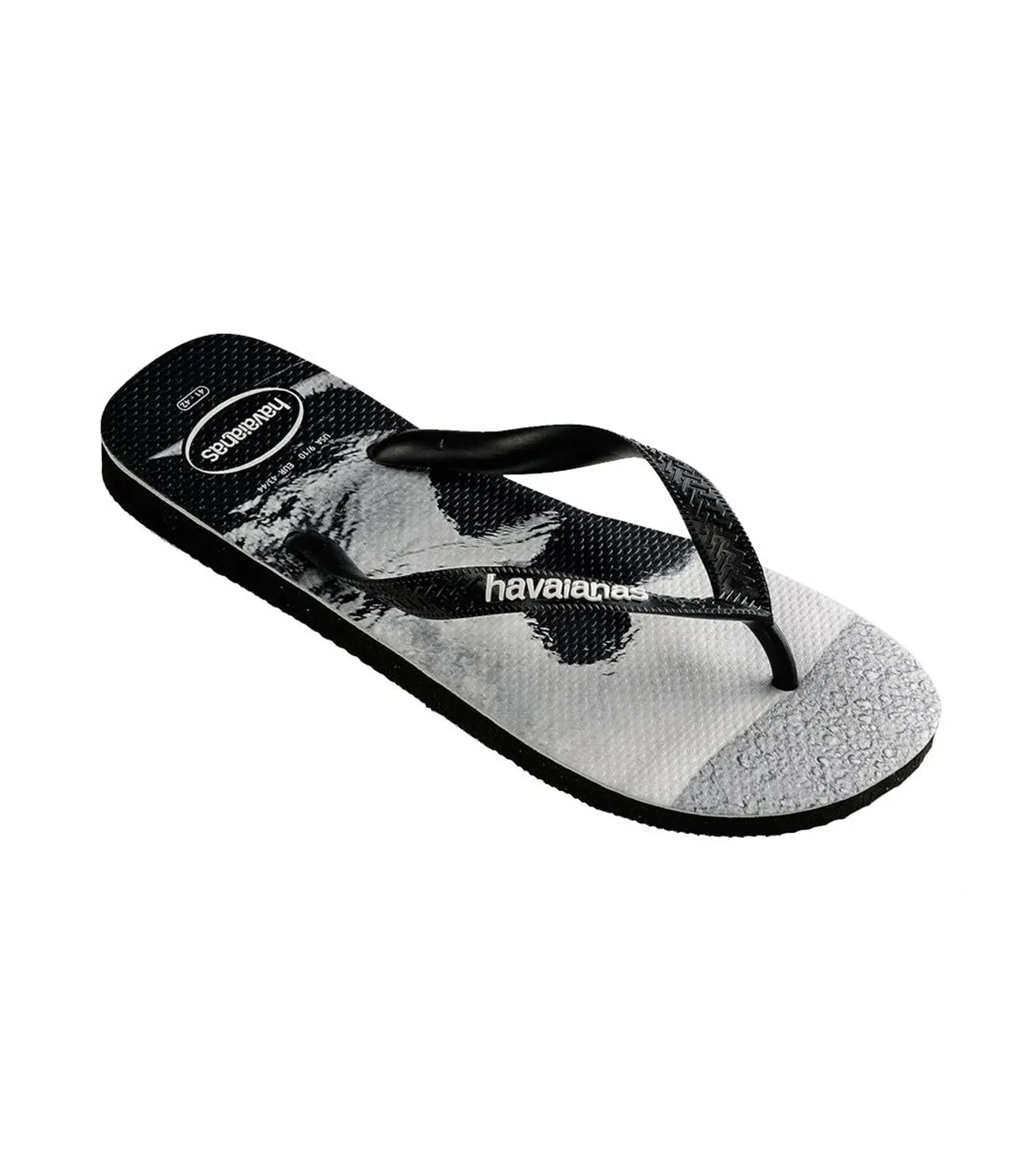 Men's Top Photoprint Flip Flops - Black and White