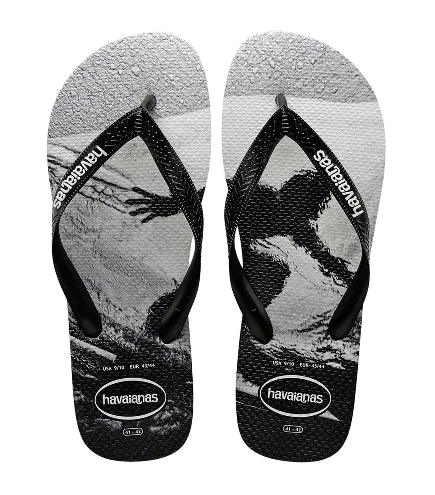 Men's Top Photoprint Flip Flops - Black and White