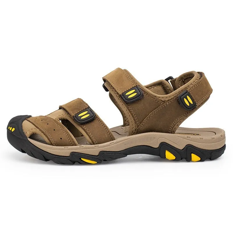 MIXIDELAI New Fashion Summer Outdoor Beach Breathable Men Sandals Genuine Leather Men's Sandal Man Causal Shoes Plus Size 39-47