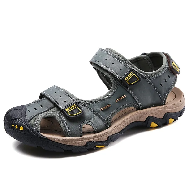 MIXIDELAI New Fashion Summer Outdoor Beach Breathable Men Sandals Genuine Leather Men's Sandal Man Causal Shoes Plus Size 39-47