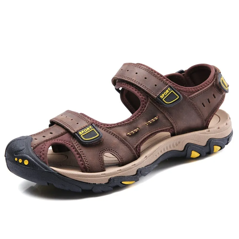 MIXIDELAI New Fashion Summer Outdoor Beach Breathable Men Sandals Genuine Leather Men's Sandal Man Causal Shoes Plus Size 39-47