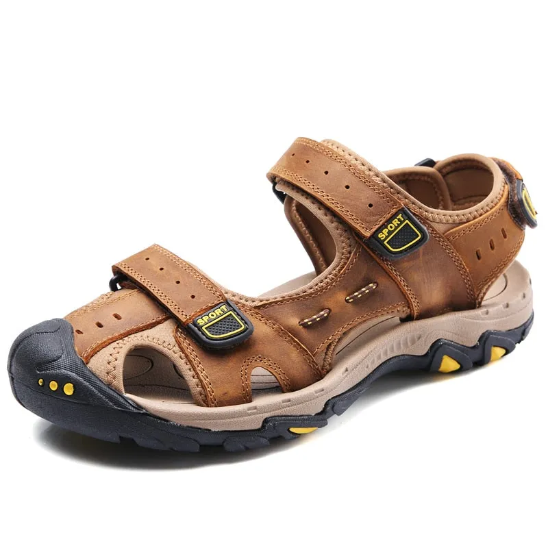 MIXIDELAI New Fashion Summer Outdoor Beach Breathable Men Sandals Genuine Leather Men's Sandal Man Causal Shoes Plus Size 39-47