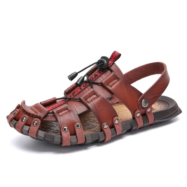 MIXIDELAI New Hot Sale Men'S Sandals Leather Men Summer Shoes Leisure Slippers Flip-Flops Men Comfortable Footwear Soft Sandal