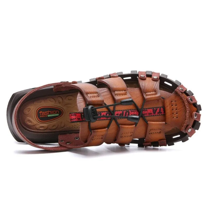 MIXIDELAI New Hot Sale Men'S Sandals Leather Men Summer Shoes Leisure Slippers Flip-Flops Men Comfortable Footwear Soft Sandal