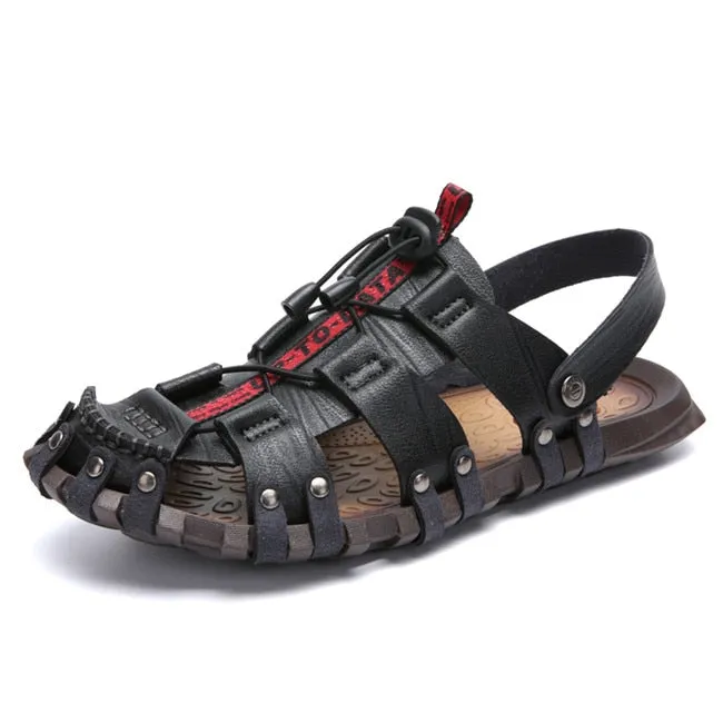 MIXIDELAI New Hot Sale Men'S Sandals Leather Men Summer Shoes Leisure Slippers Flip-Flops Men Comfortable Footwear Soft Sandal