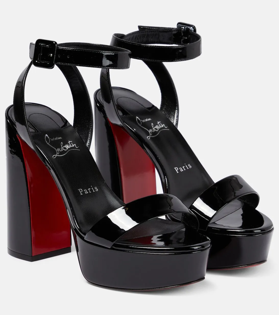 Movida Sabina Christian Louboutin patent leather platform sandals, black