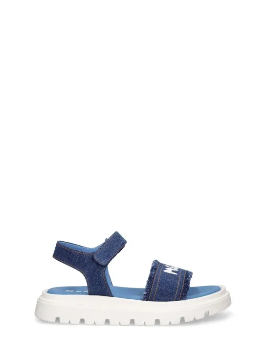 MSGM   Logo cotton denim strap sandals 