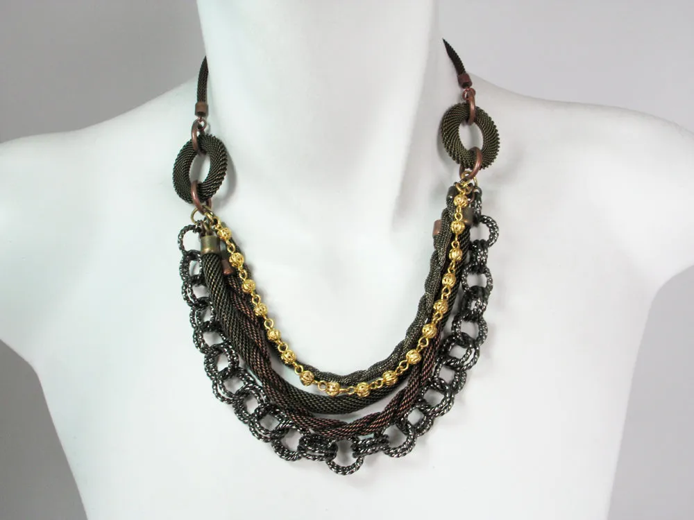 Multi Chain and Mesh Necklace
