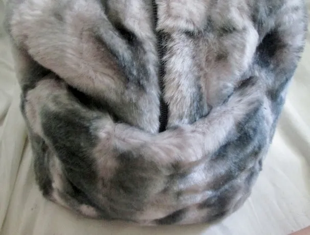 NEW DENNIS BASSO FAUX FUR Vegan Duffle Bag Overnighter GRAY Travel TIGER MILLS