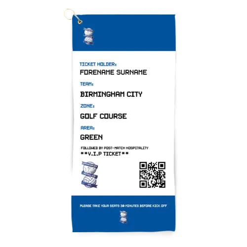 Personalised Birmingham City FC Ticket Golf Towel