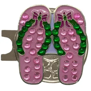 Pink Flip Flops Golf Ball Marker Hat Clip