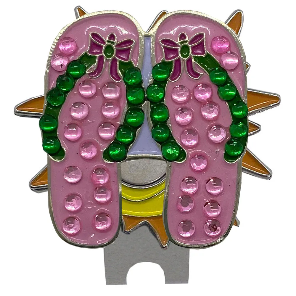 Pink Flip Flops Golf Ball Marker Sun Hat Clip