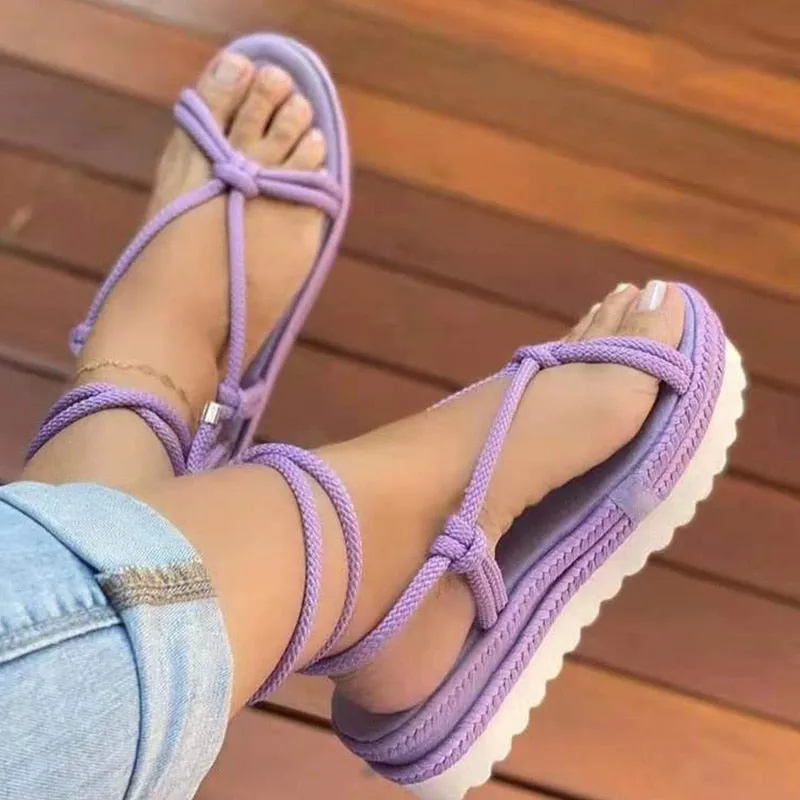 Purpdrank - Women Sandals Summer 2023 Beach Shoes For Women Flat Heels Sandals Platform Sandalias Mujer Elegant Woman Heeled Shoes Female
