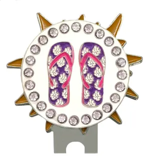 Purple Flip Flops Golf Ball Marker Sun Hat Clip