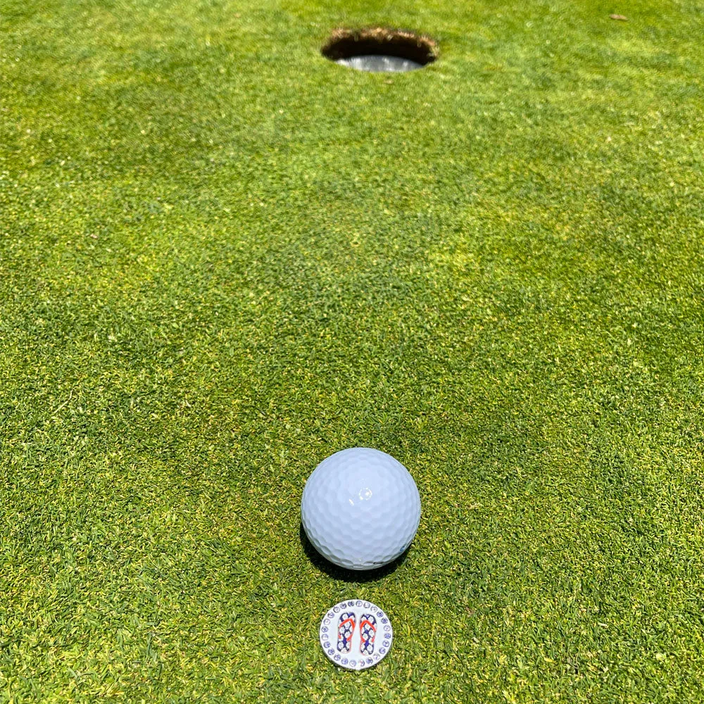 Purple Flip Flops Golf Ball Marker Sun Hat Clip