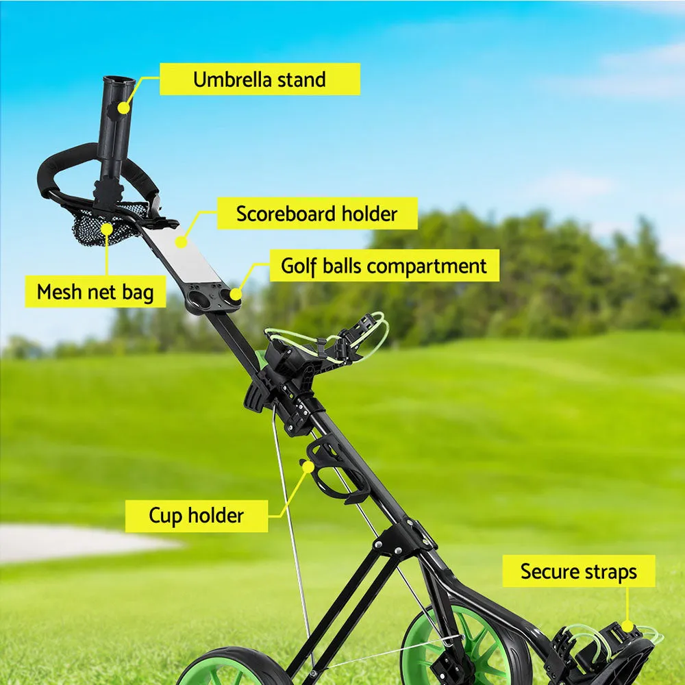 Quick Fold 3-Wheel Golf Trolley Cart with Adjustable Handle Everfit