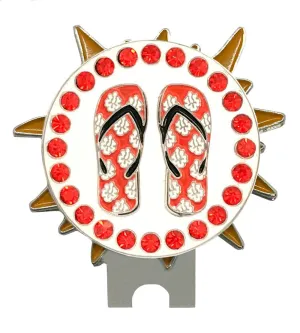 Red Flip Flops Golf Ball Marker Sun Hat Clip