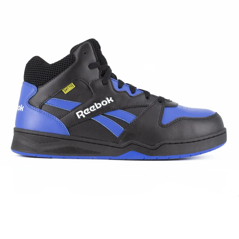 Reebok Men's High Top Bb4500 Work Sneaker With Internal Met Guard Composite Toe Rb4166 In Black And Blue