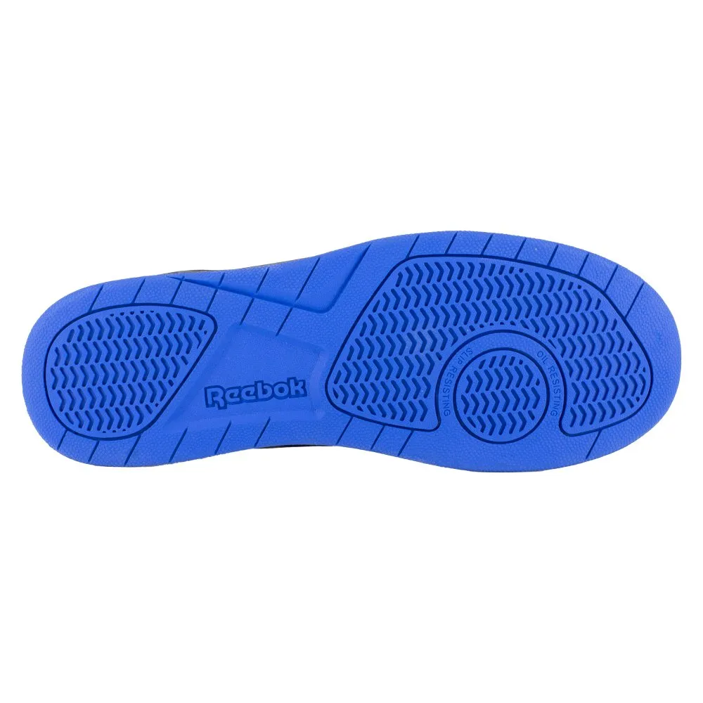 Reebok Men's High Top Bb4500 Work Sneaker With Internal Met Guard Composite Toe Rb4166 In Black And Blue