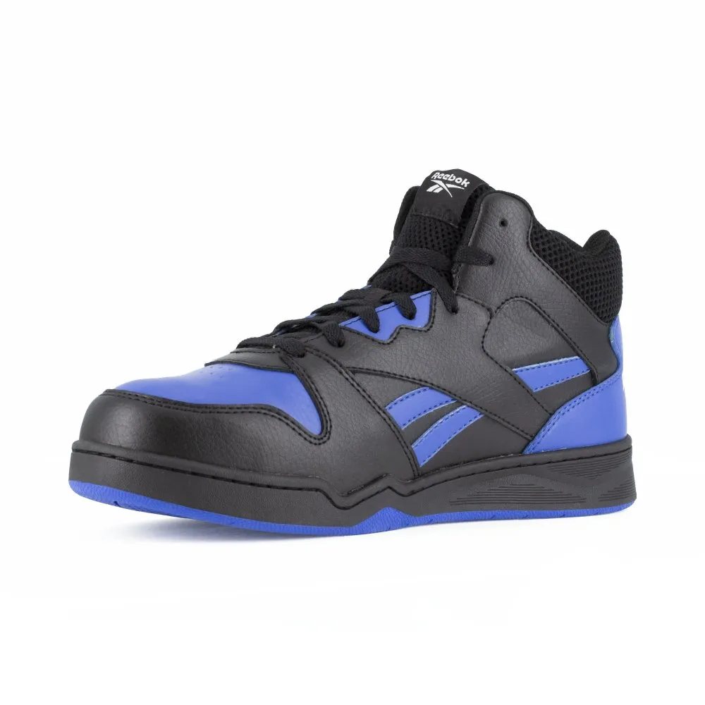 Reebok Men's High Top Bb4500 Work Sneaker With Internal Met Guard Composite Toe Rb4166 In Black And Blue