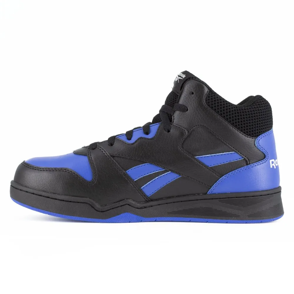 Reebok Men's High Top Bb4500 Work Sneaker With Internal Met Guard Composite Toe Rb4166 In Black And Blue