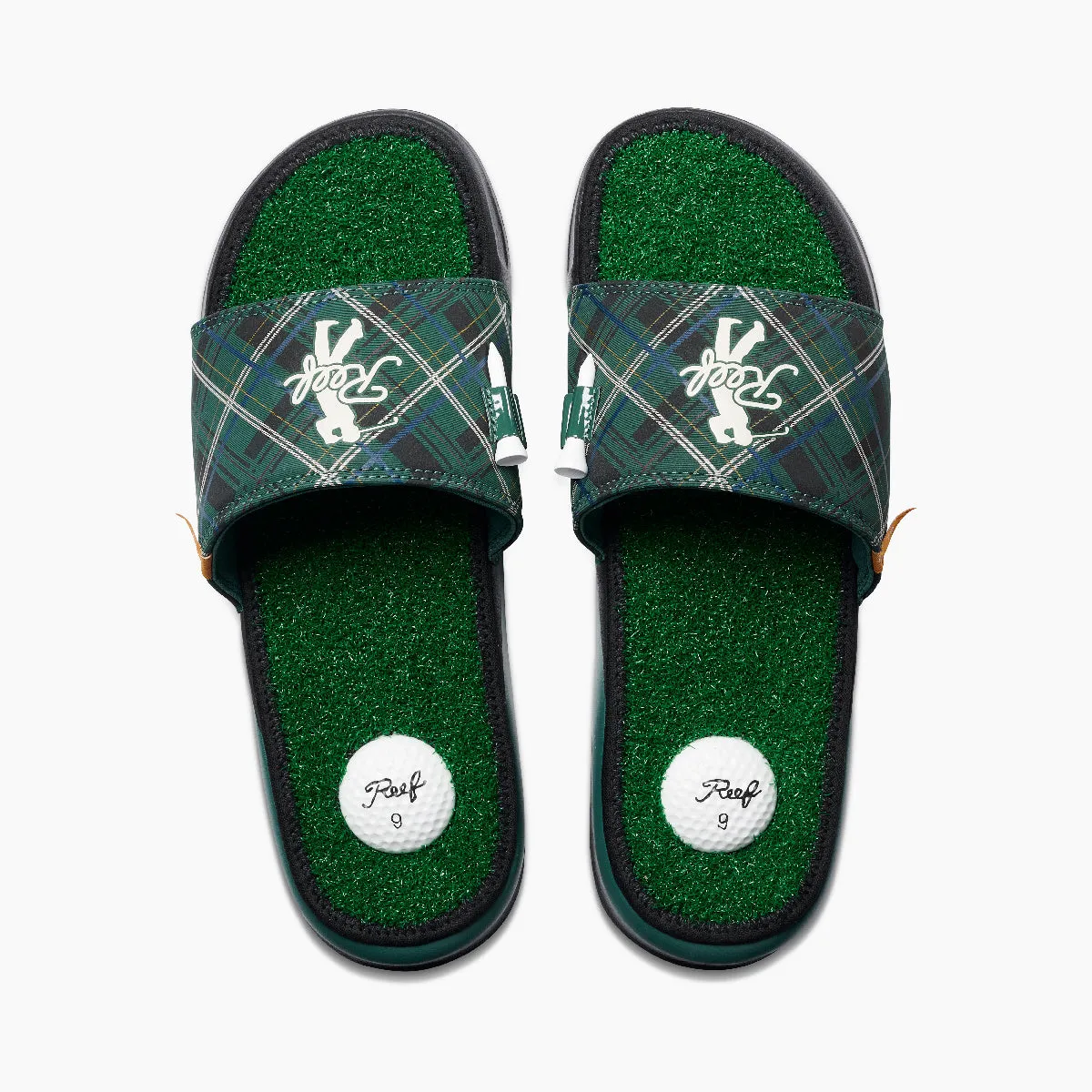 Reef Mens Mulligan Slide Green Tartan