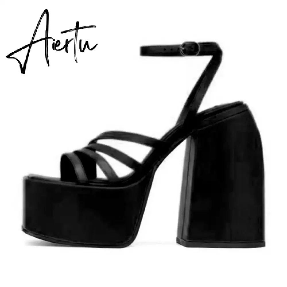RIBETRINI Sexy Platform Open Toe Thick High Heels women's Sandals Banquet Fashion Elegant Brand Luxury women's Shoes Size 43
