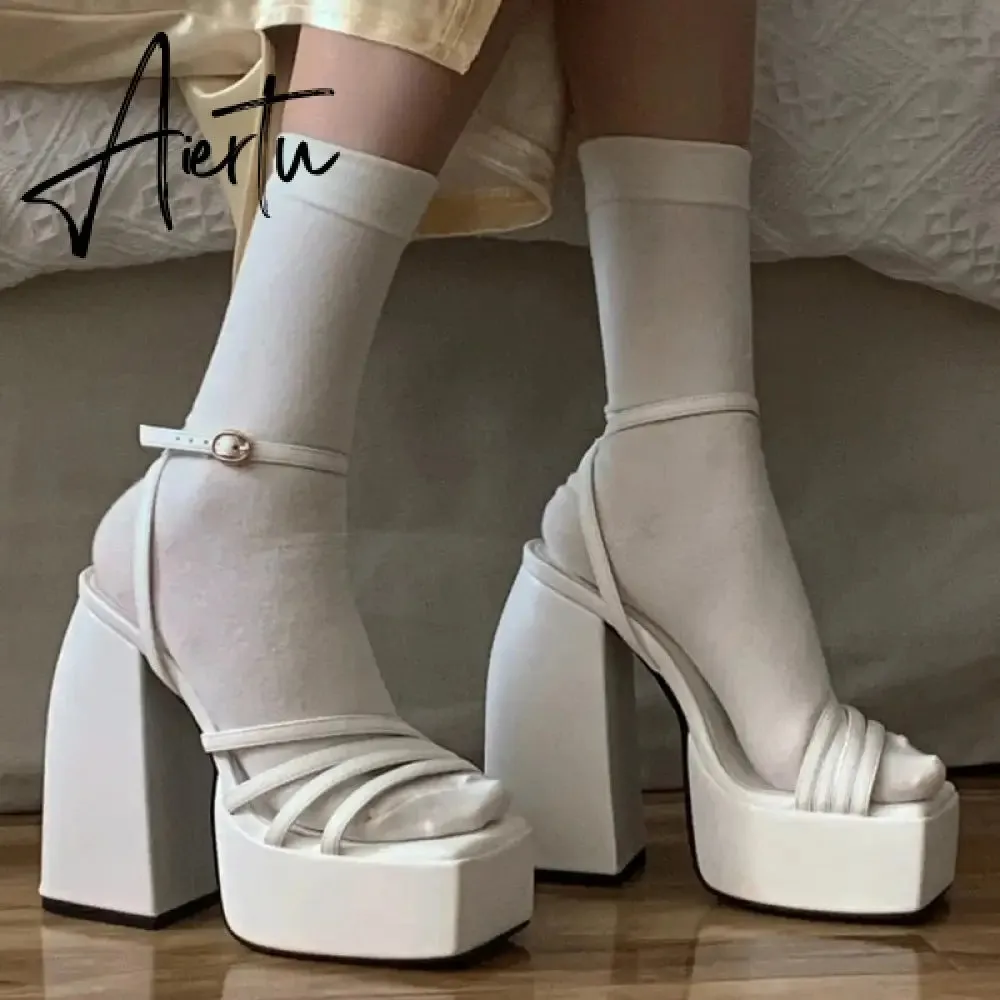 RIBETRINI Sexy Platform Open Toe Thick High Heels women's Sandals Banquet Fashion Elegant Brand Luxury women's Shoes Size 43